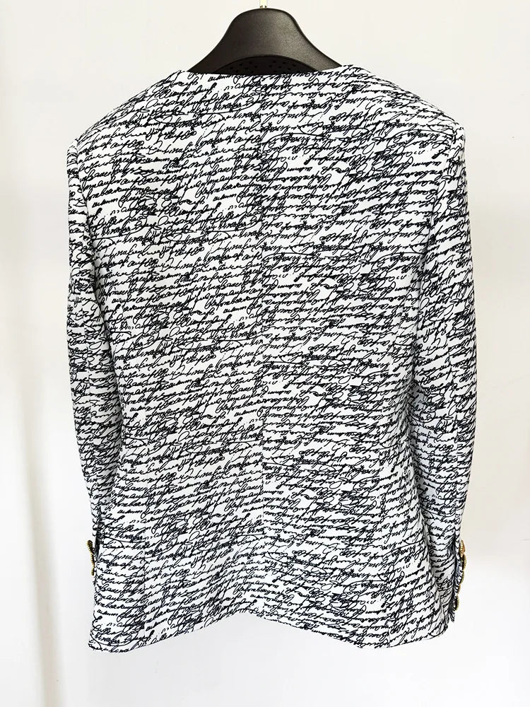 Stylish Love Letters Printed Single Button Blazer