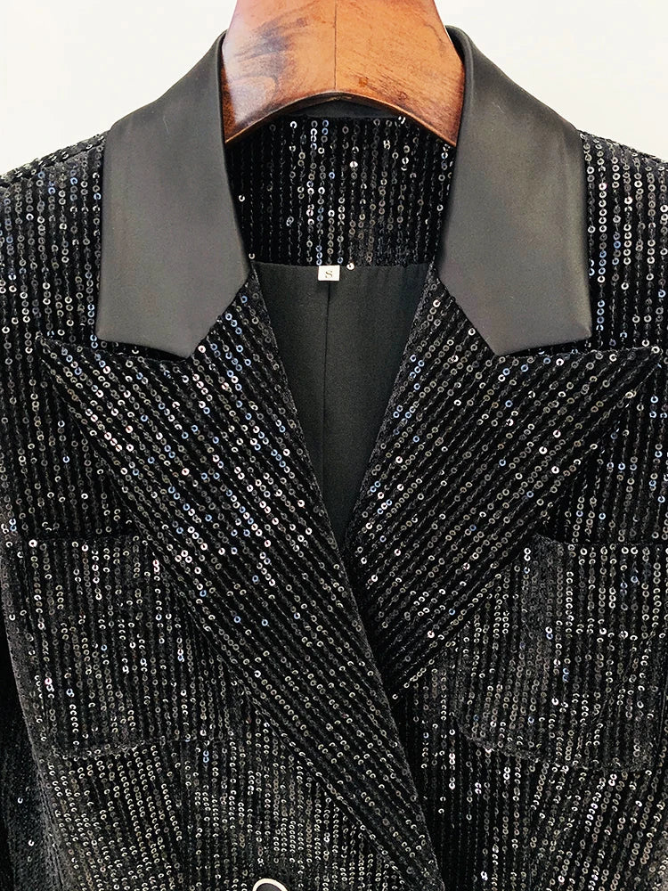 High Street Double Breasted Velvet Blazer