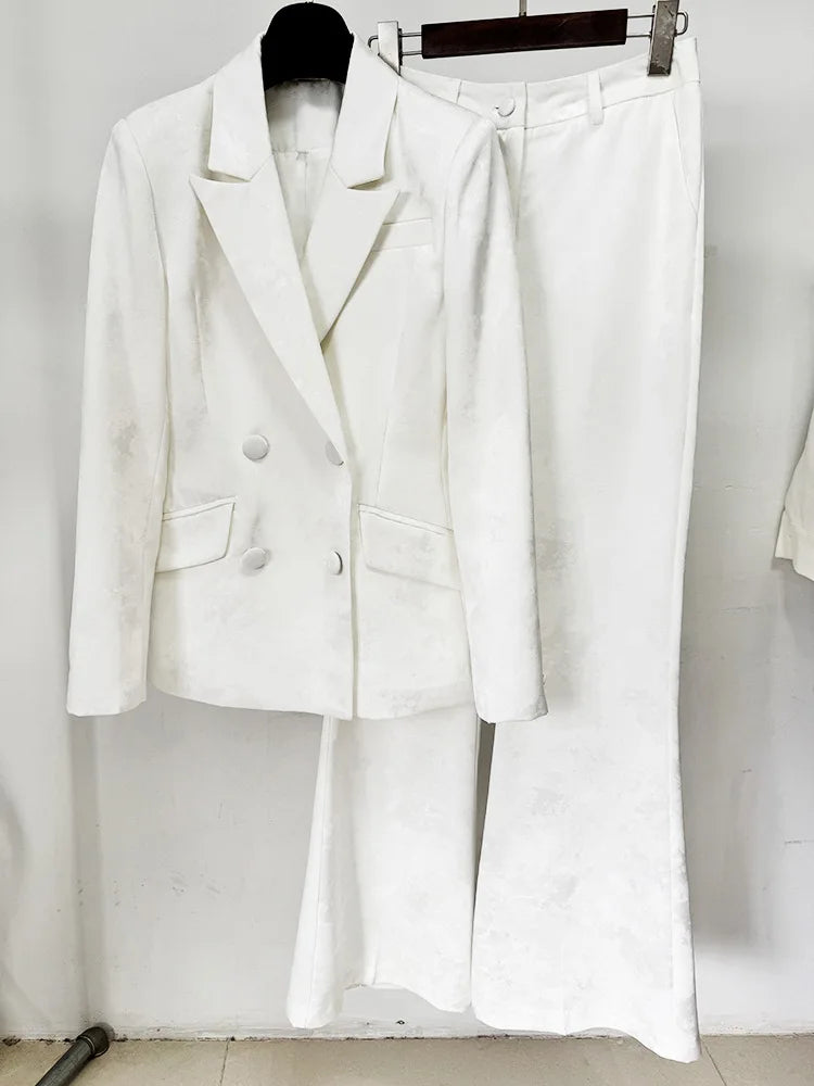 White Double Breasted Business Blazer Suits