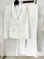 White Double Breasted Business Blazer Suits