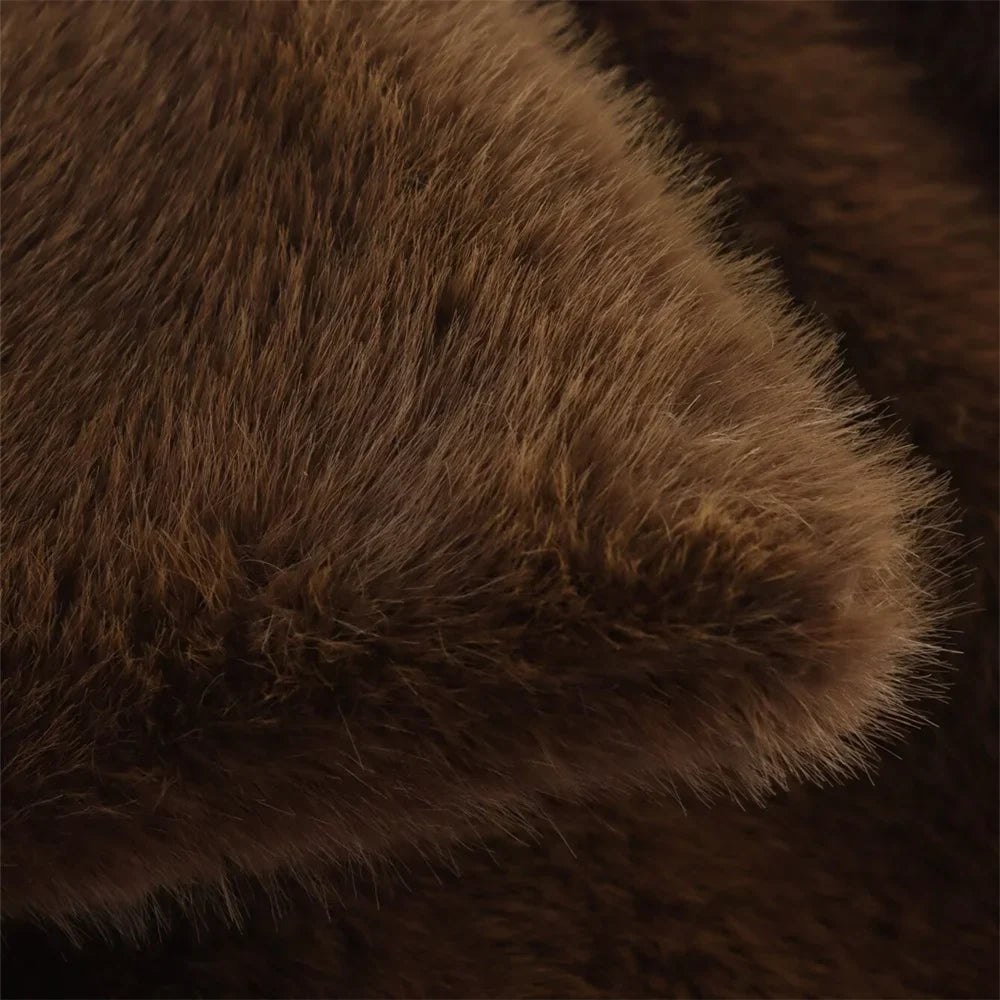 Embellished Lapel Fur Jacket