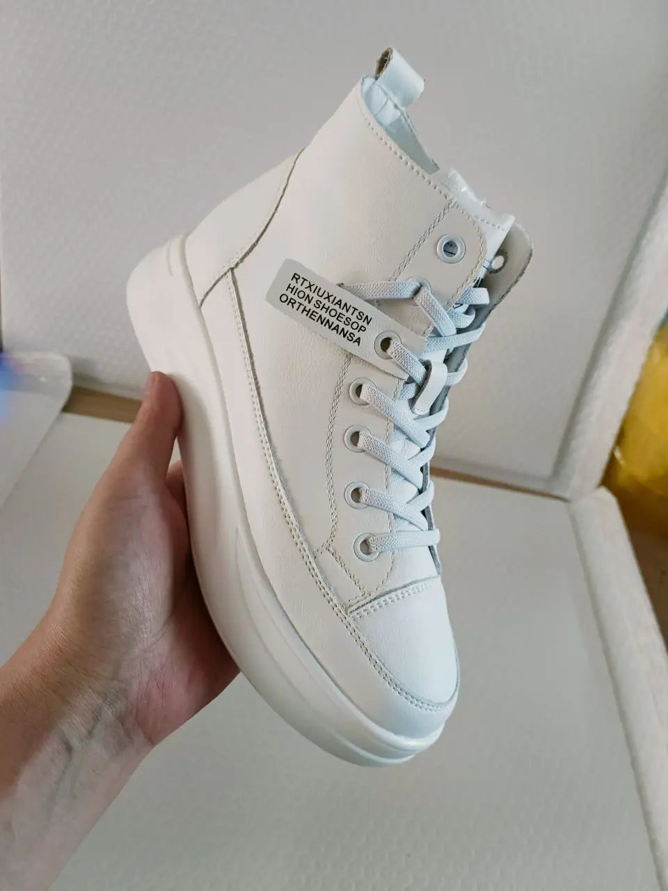 High-Top Leather Platform Sneakers