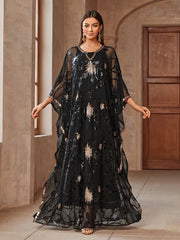 Mesh Round Neck Sequin Dress