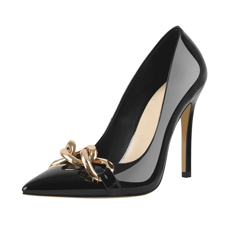 Black Patent Leather Stiletto Pumps
