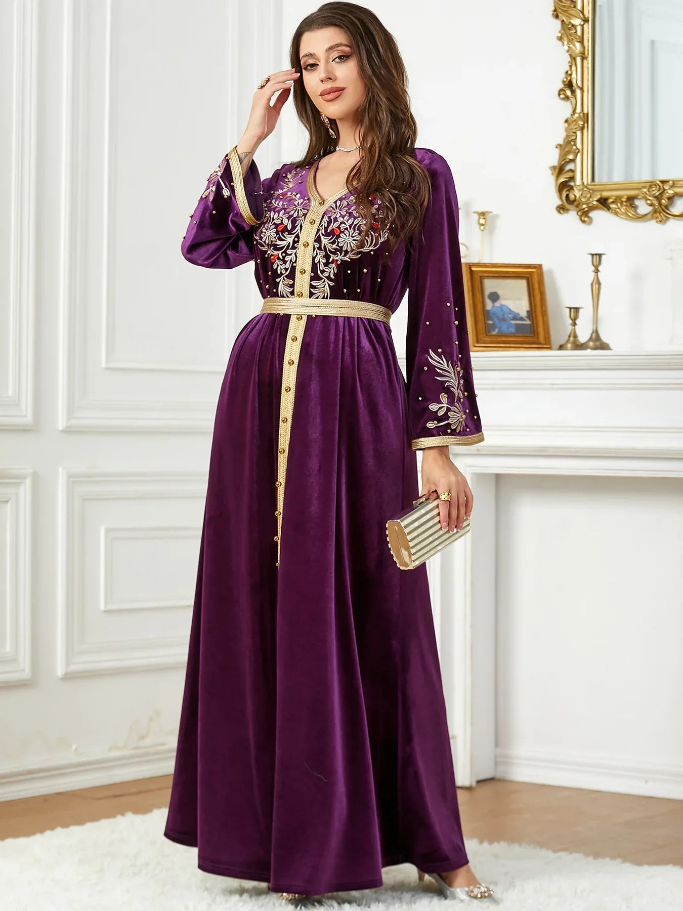 Velvet Embroidery Morocco Abaya