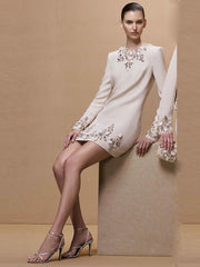Fashion Beaded Long Sleeve Party Dress