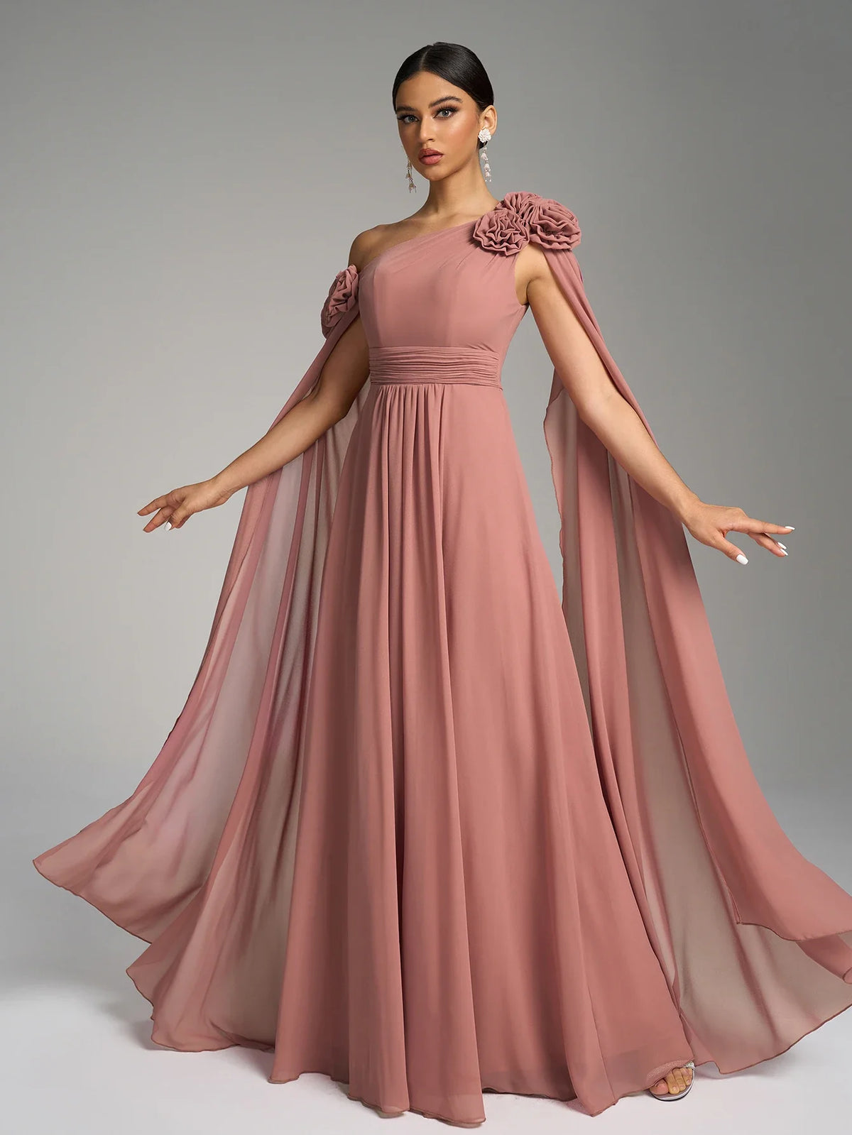 Beautiful Long Draped Chiffon Dress