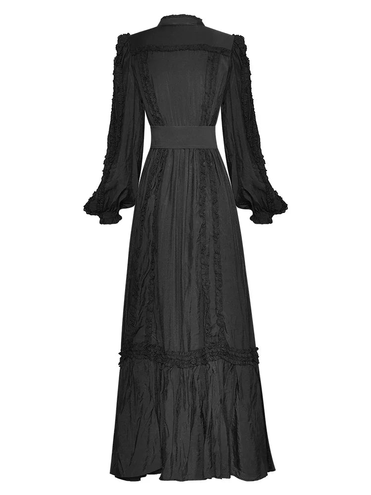 Single Breasted Ruffles Maxi Dress