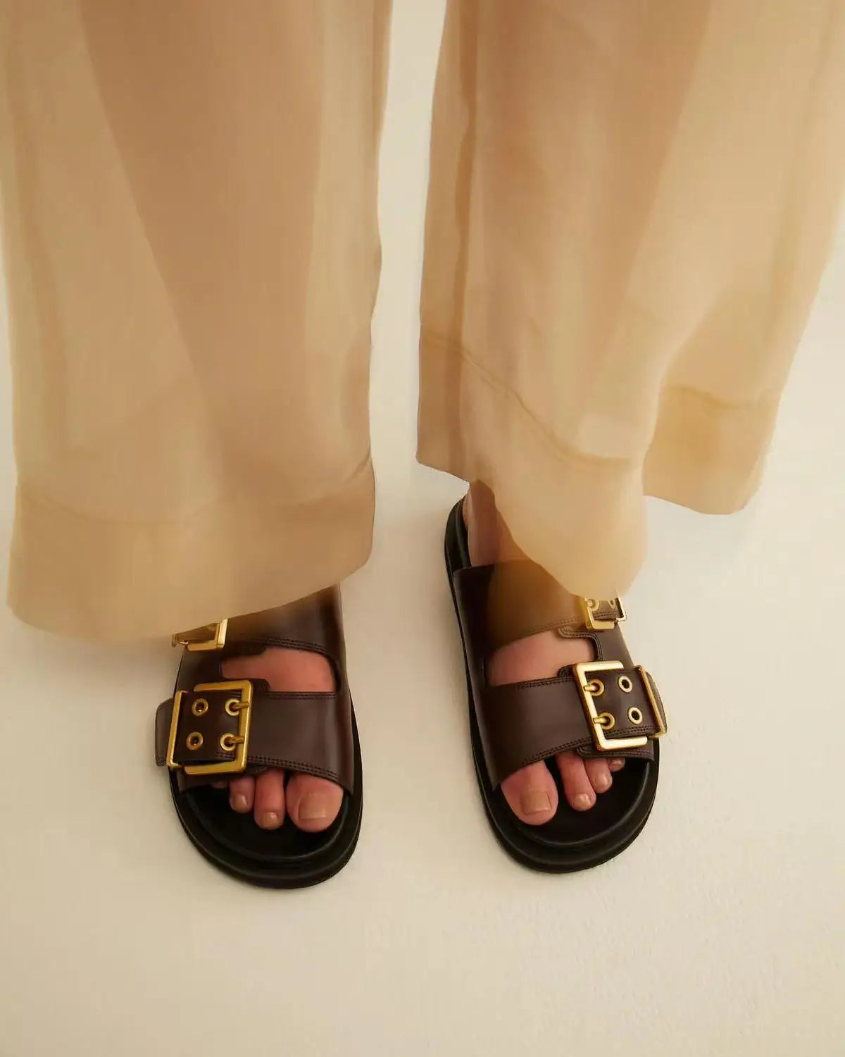 Premium Buckle Detail Women's Flat Slippers