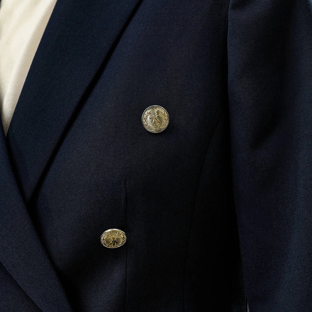 Double-Breasted Worsted Wool Twill Blazer