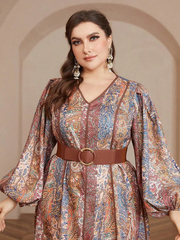 Bohemian Belted Plus Size Maxi Dress