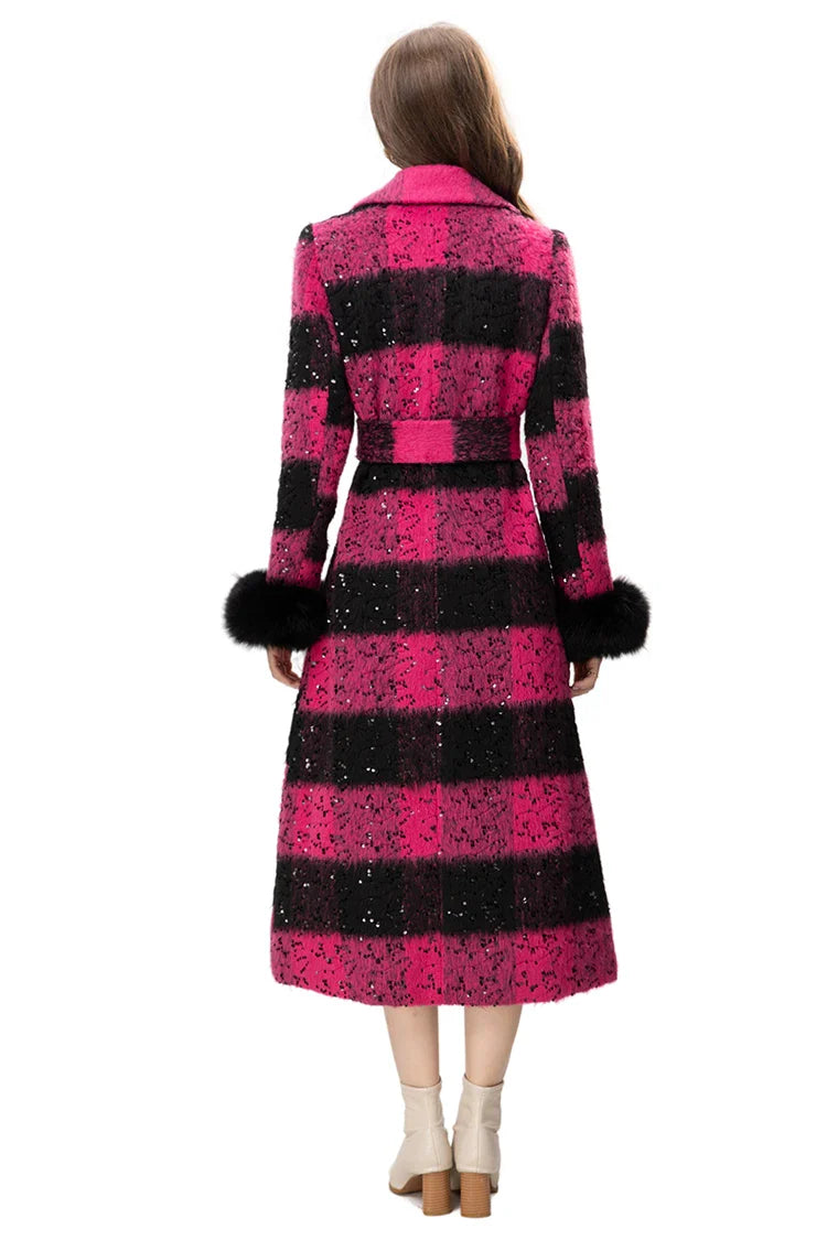 Lapel Striped Overcoat