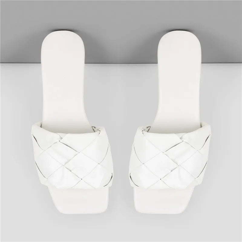 Peep Toe Slip-On Flat Sandals