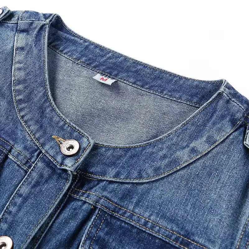 Oversized O-neck Short Denim Jean Jacket