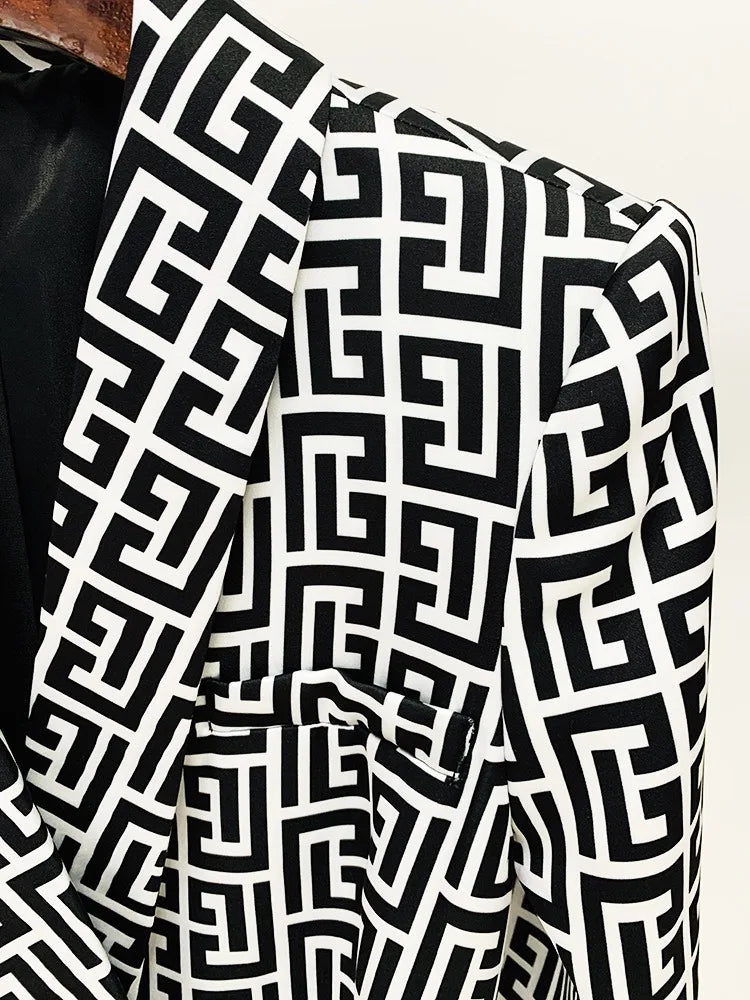 Trendy Geometrical Blazer Suit