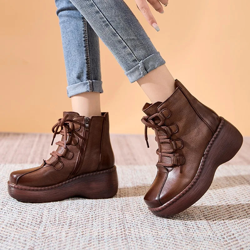 Side Zipper Wedges Heel Short Boots