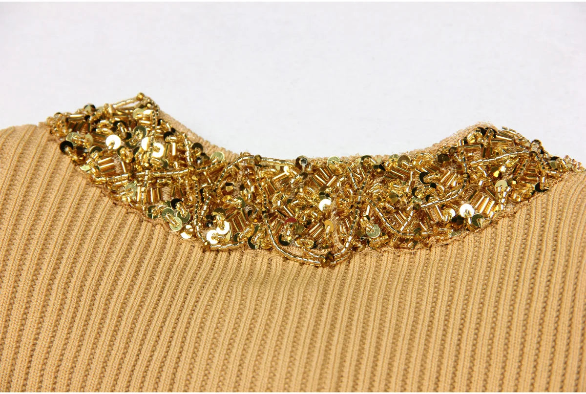 Beaded Knitting Long Sleeve Cardigan