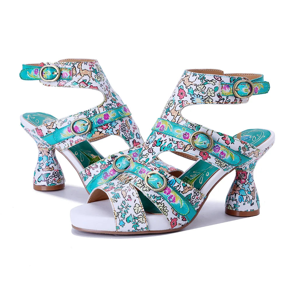 Lovely Hollow Weave Chunky Heels