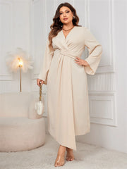 Irregular Pleated Plus Size Formal Dress