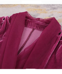 Sophisticated Magenta Velvet Ribbon Shirt