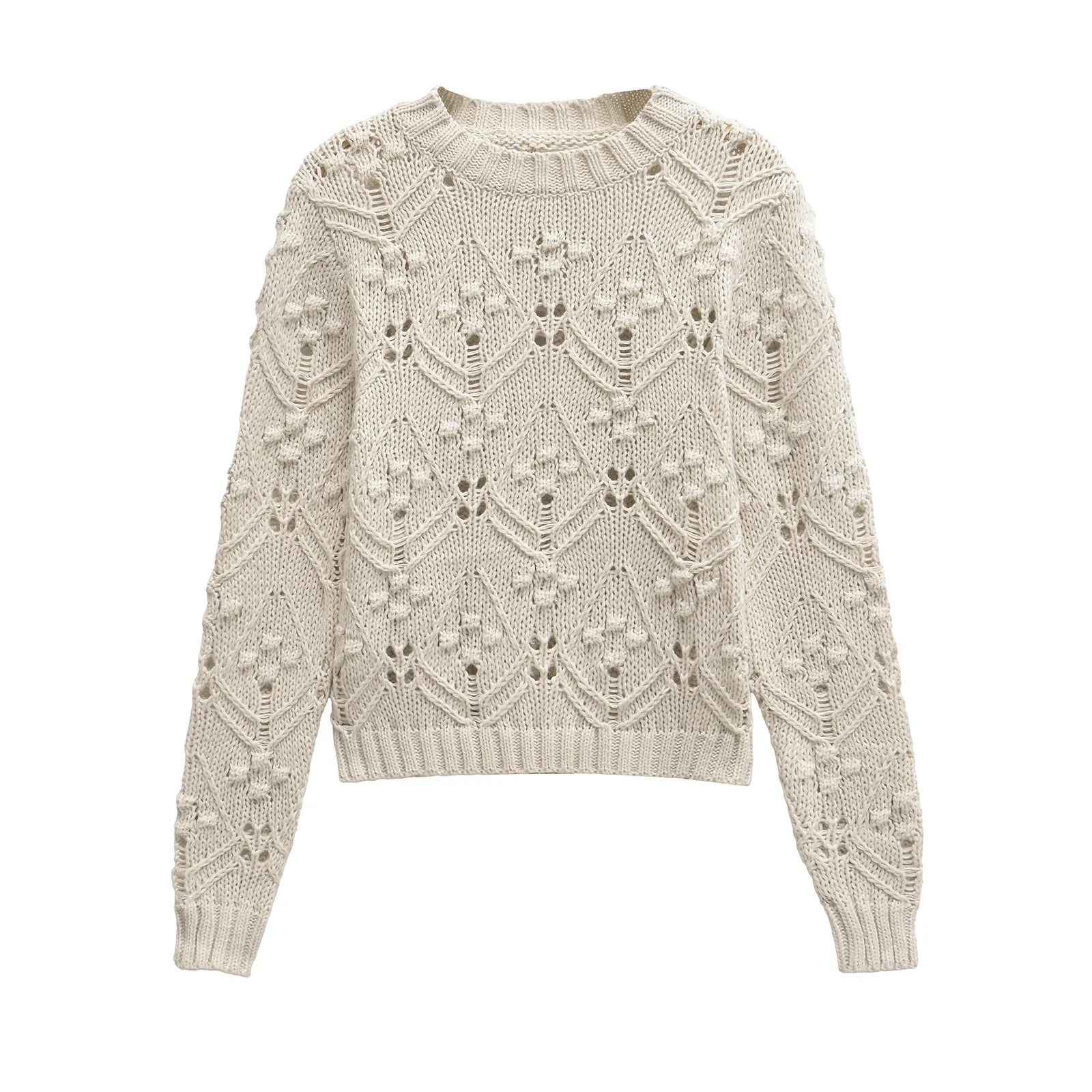 Hollow Out O-Neck Pullover Sweater