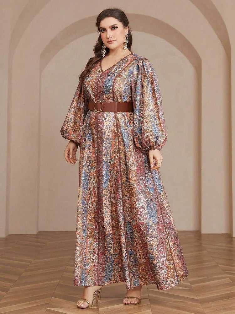 Bohemian Belted Plus Size Maxi Dress