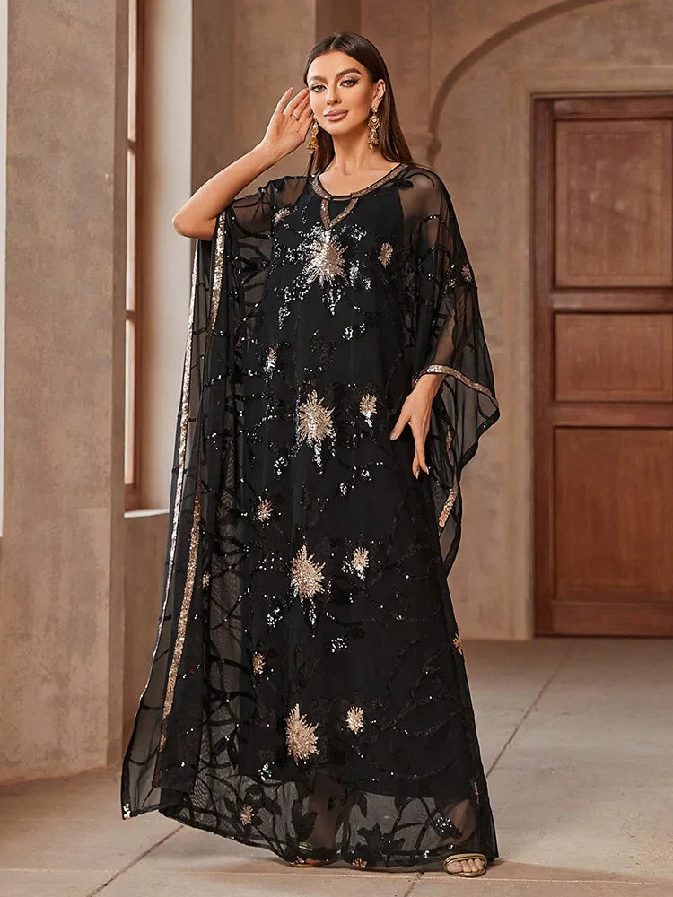 Mesh Round Neck Sequin Dress