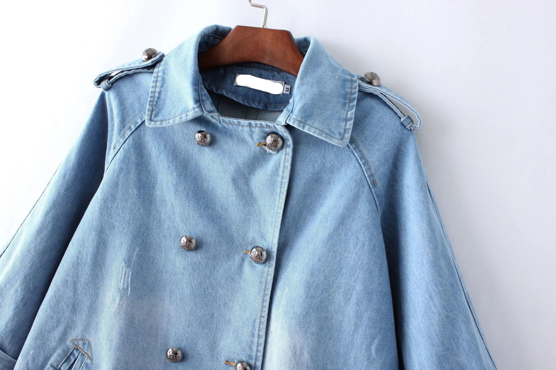Elegant Cape Style Denim Jeans Coat