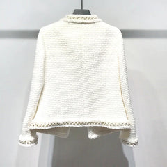 Refined Hand-made Beads Tweed Coat