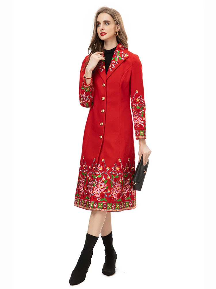 Single-breasted Extravagant Embroidery Coat