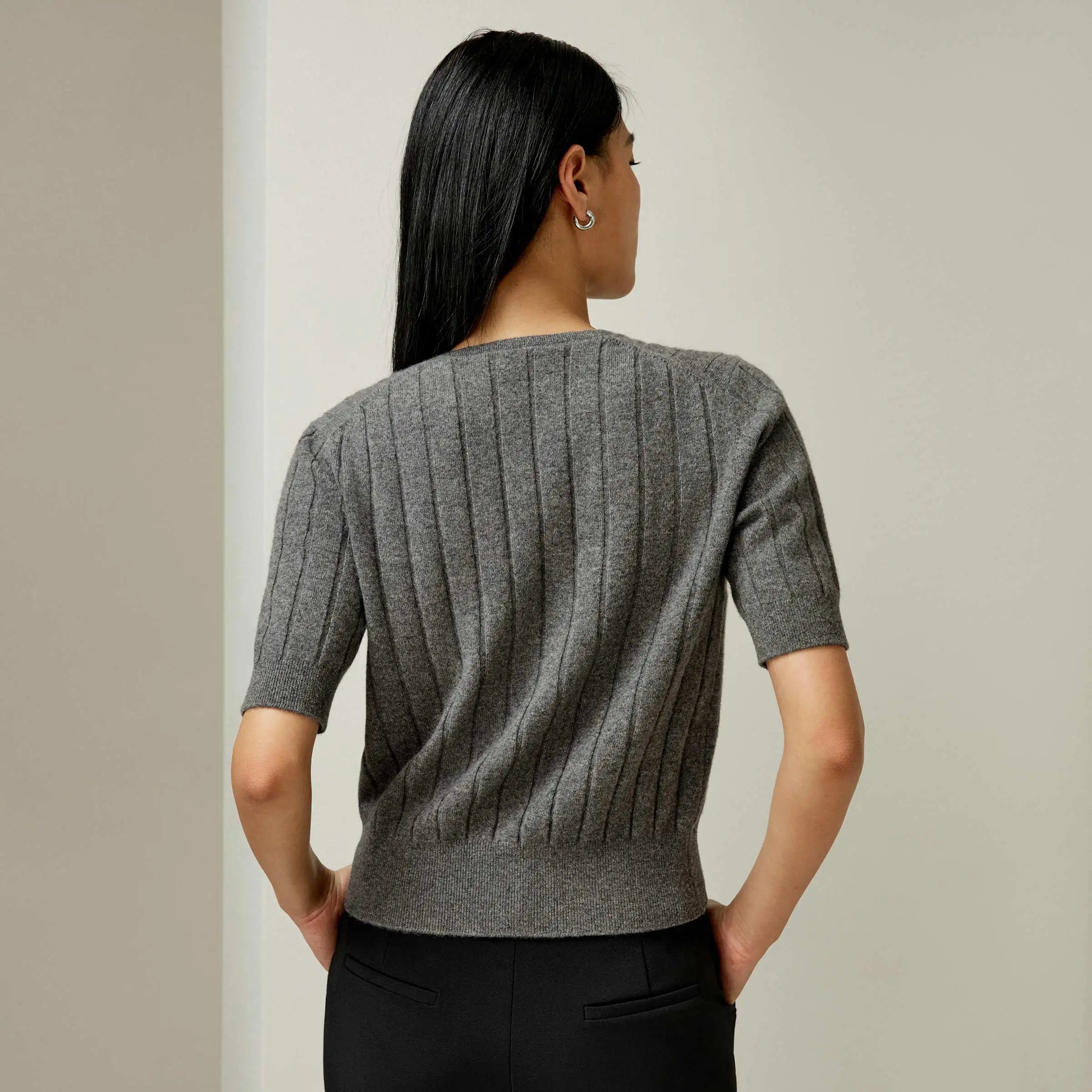 Casual Style Short Sleeves Cashmere Sweater