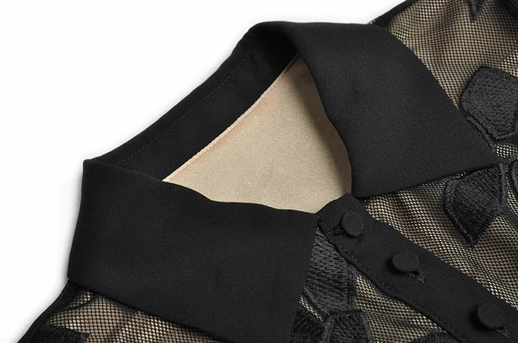 Perspective Mesh Black Long Dress
