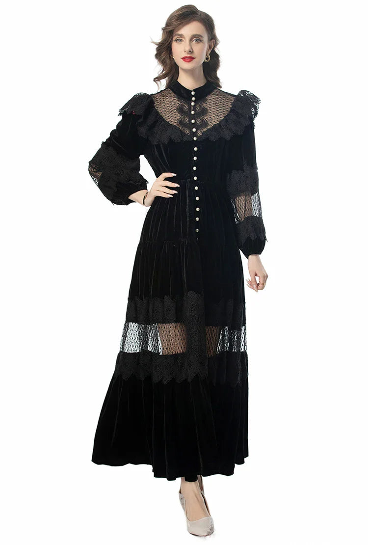 Splicing Hollow Out Midi Dress