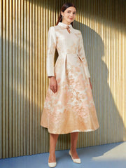 Elegant Floral Lapel Party Dress