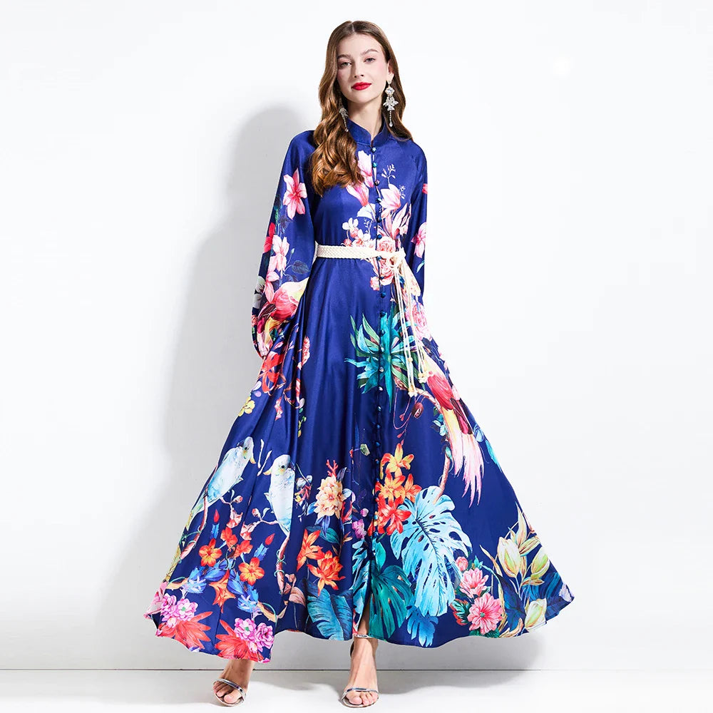 Regal Stand Collar Maxi Gown