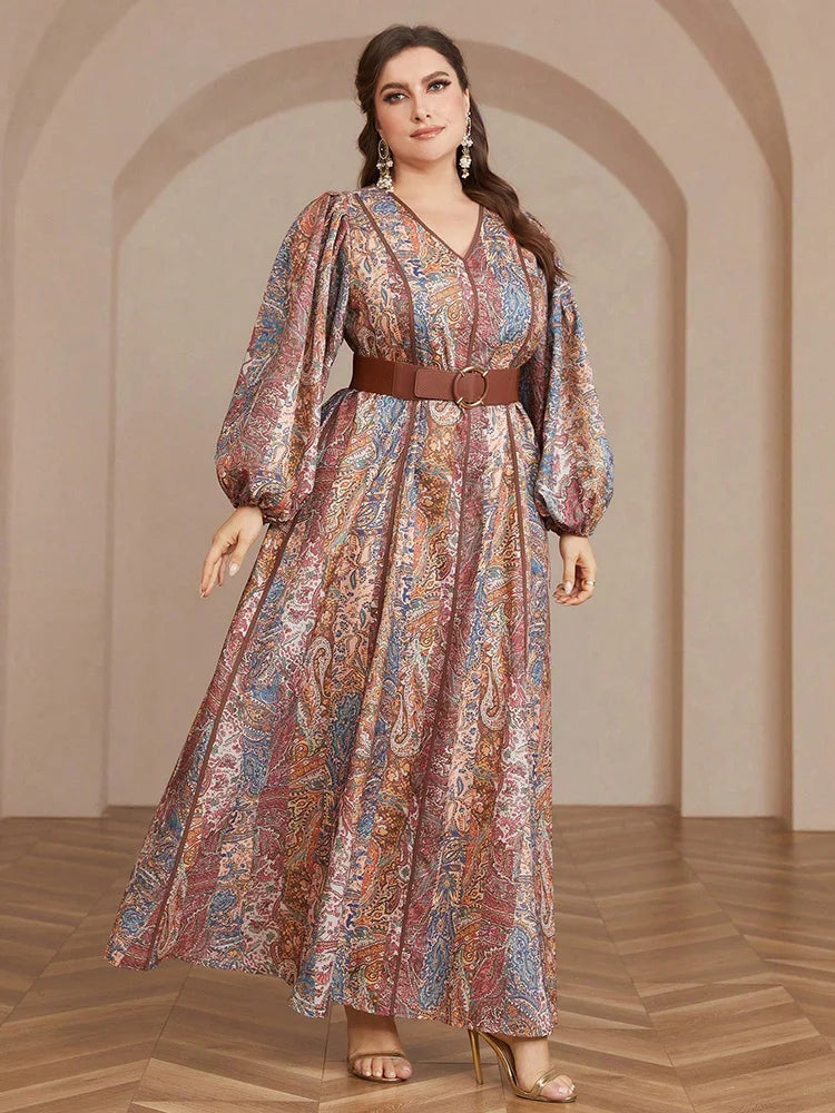 Bohemian Belted Plus Size Maxi Dress