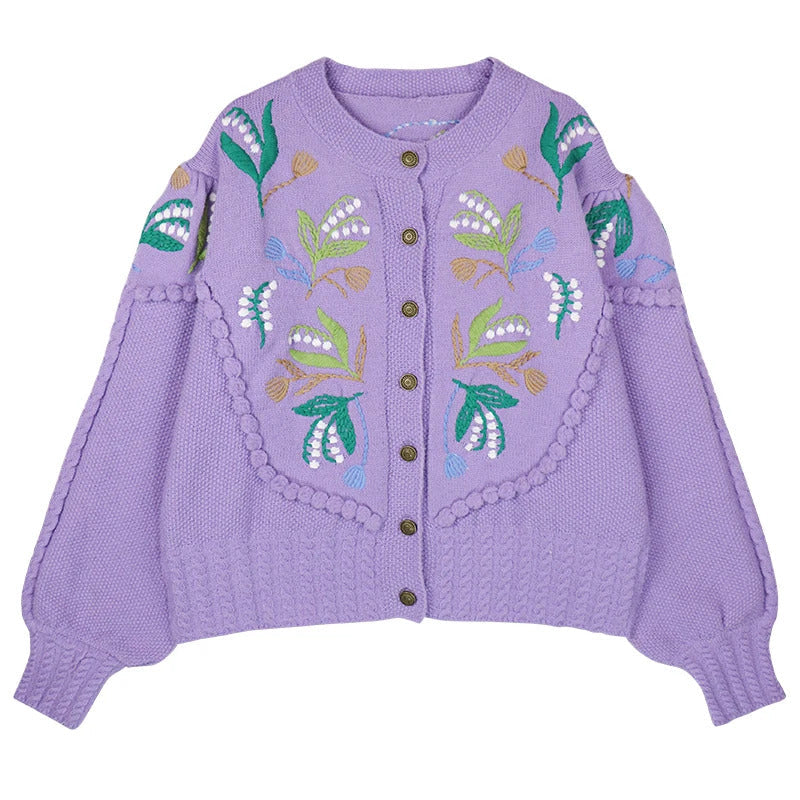 Flower Embroidery Cashmere Sweater
