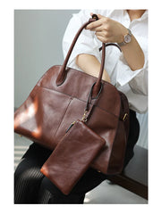Vintage Cowhide Leather Tote Bag