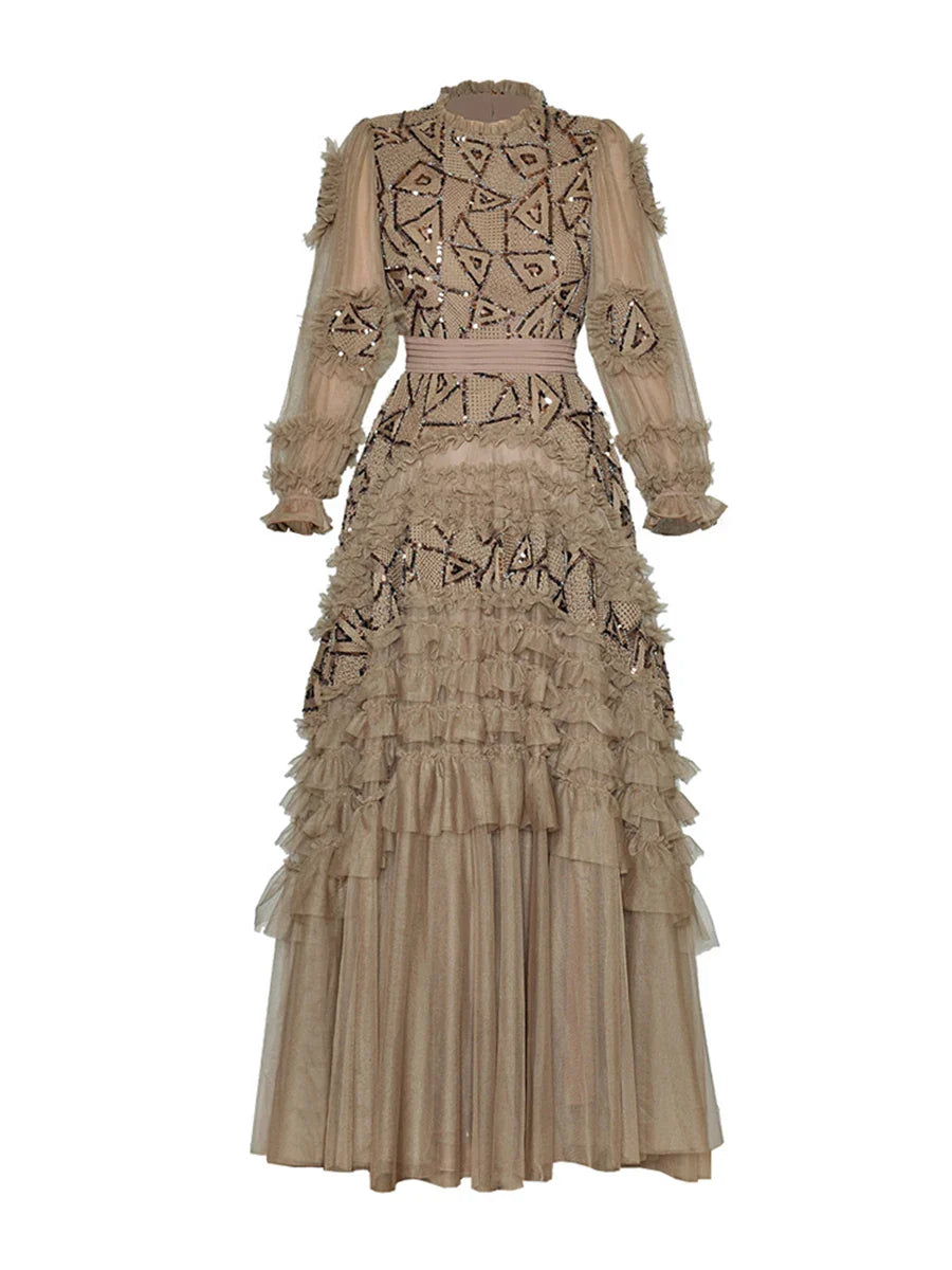 Sequins High Waist Midi Party Dress
