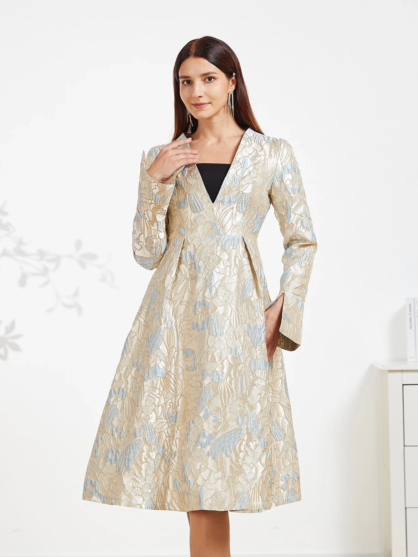 High-End Embroidered Midi Dress