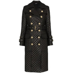 Button-up Belted Sheepskin Leather Trench Coat