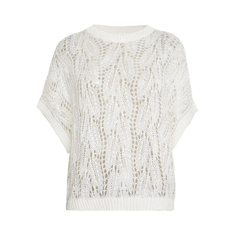 Hollow-out Linen Tops