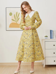 Floral Jacquard A-Line Maxi Dress