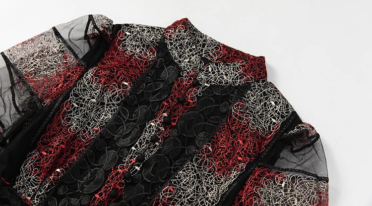 Temperament Embroidery Net Yarn Party Dress