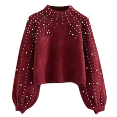 Classic Pearl-Embellished Jumper Sweater