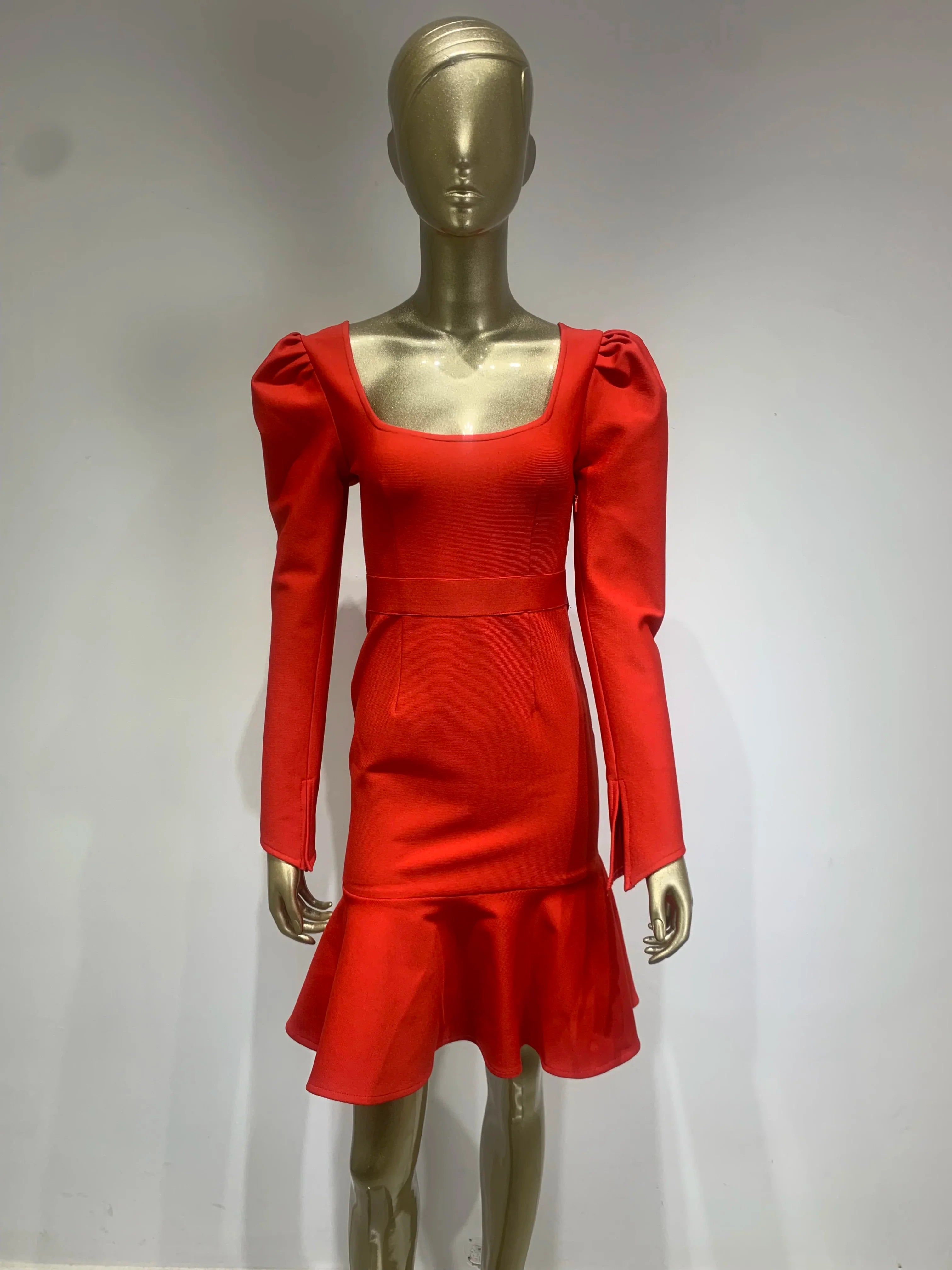 Square Collar Bodycon Dress
