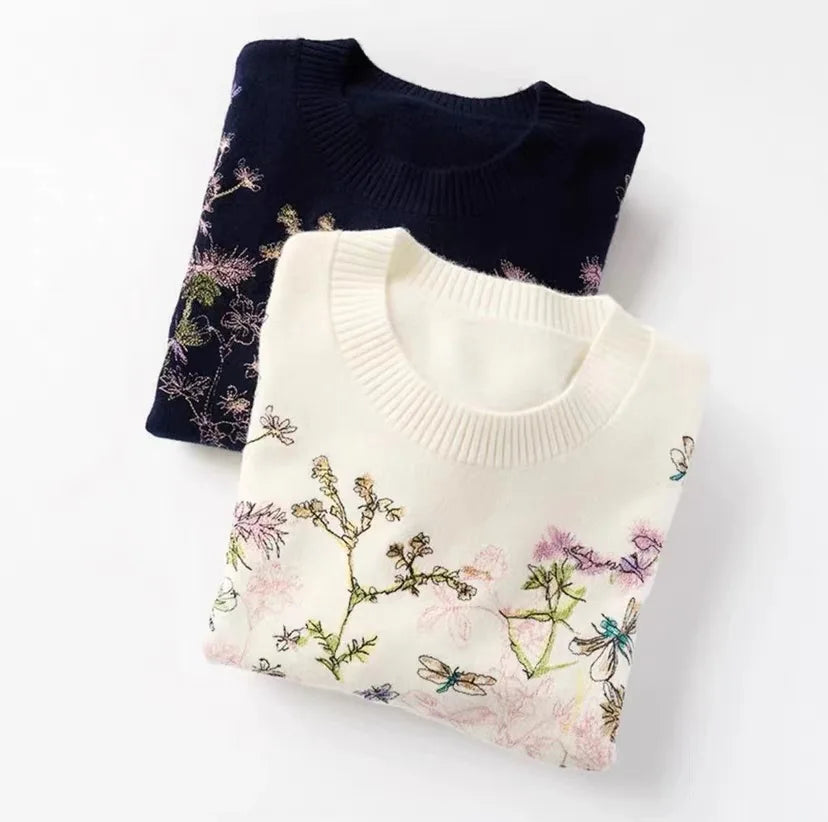 Round Neck Jacquard Sweater