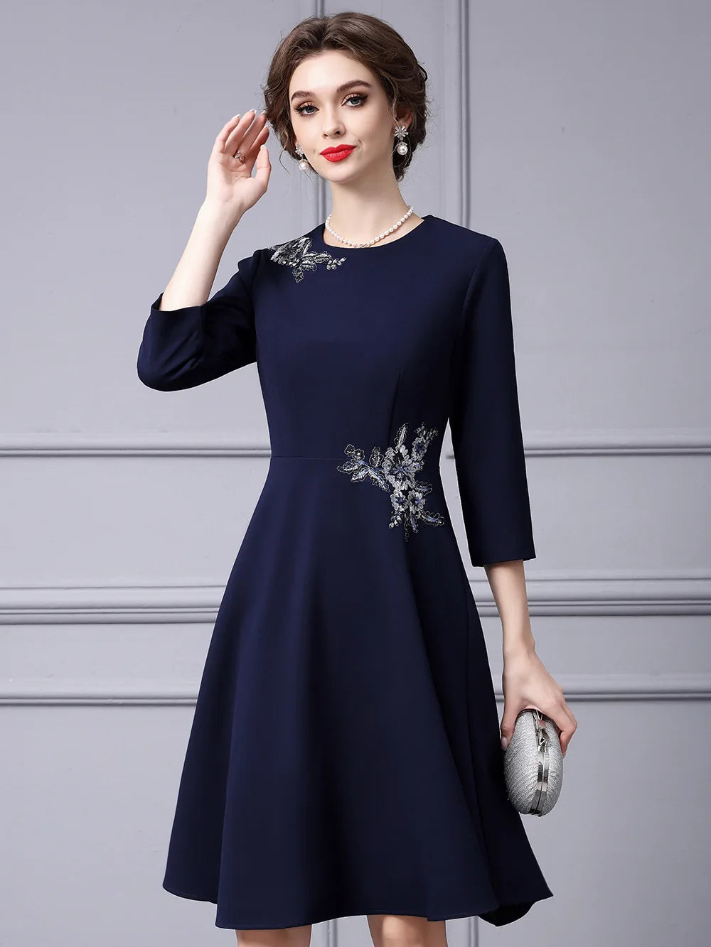 Three Quarter Sleeve Party Dress