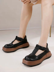 Mary Jane Buckle Wedge Ethnic Shoes