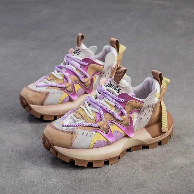 Air Mesh Genuine Leather Chunky Sneaker